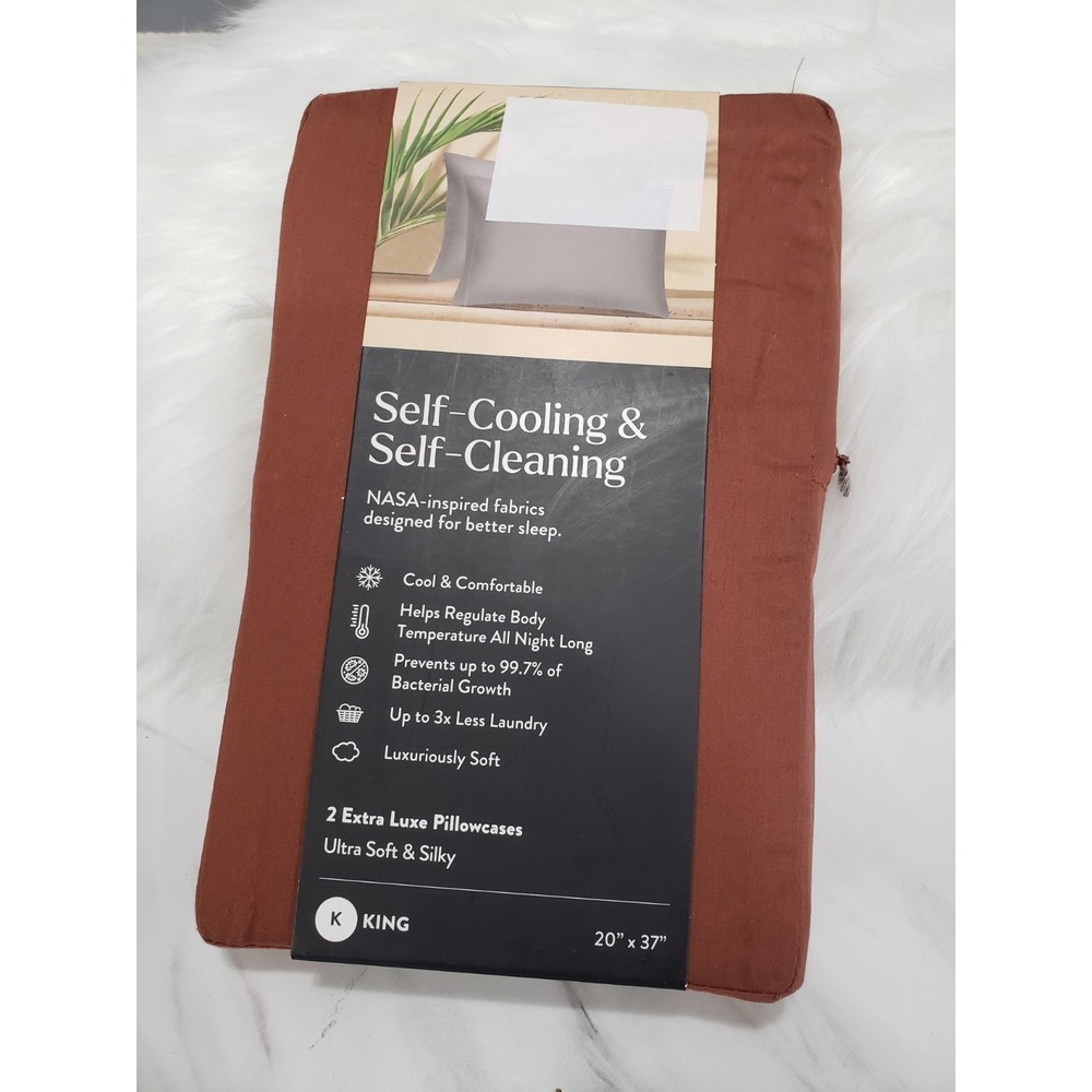 Miracle Made 2 Pack Luxe Ultra Soft Silky Pillow Cases Size King terrecotta